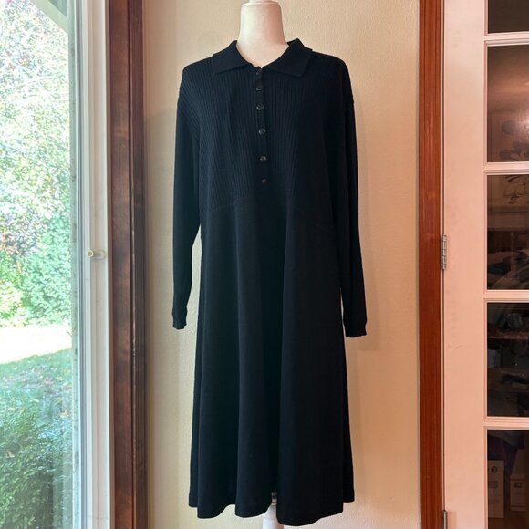 VTG 90s Liz Claiborne Wool Blend Midi Sweater Dress Ribbed Knit Long Sleeve M - Picture 5 of 13